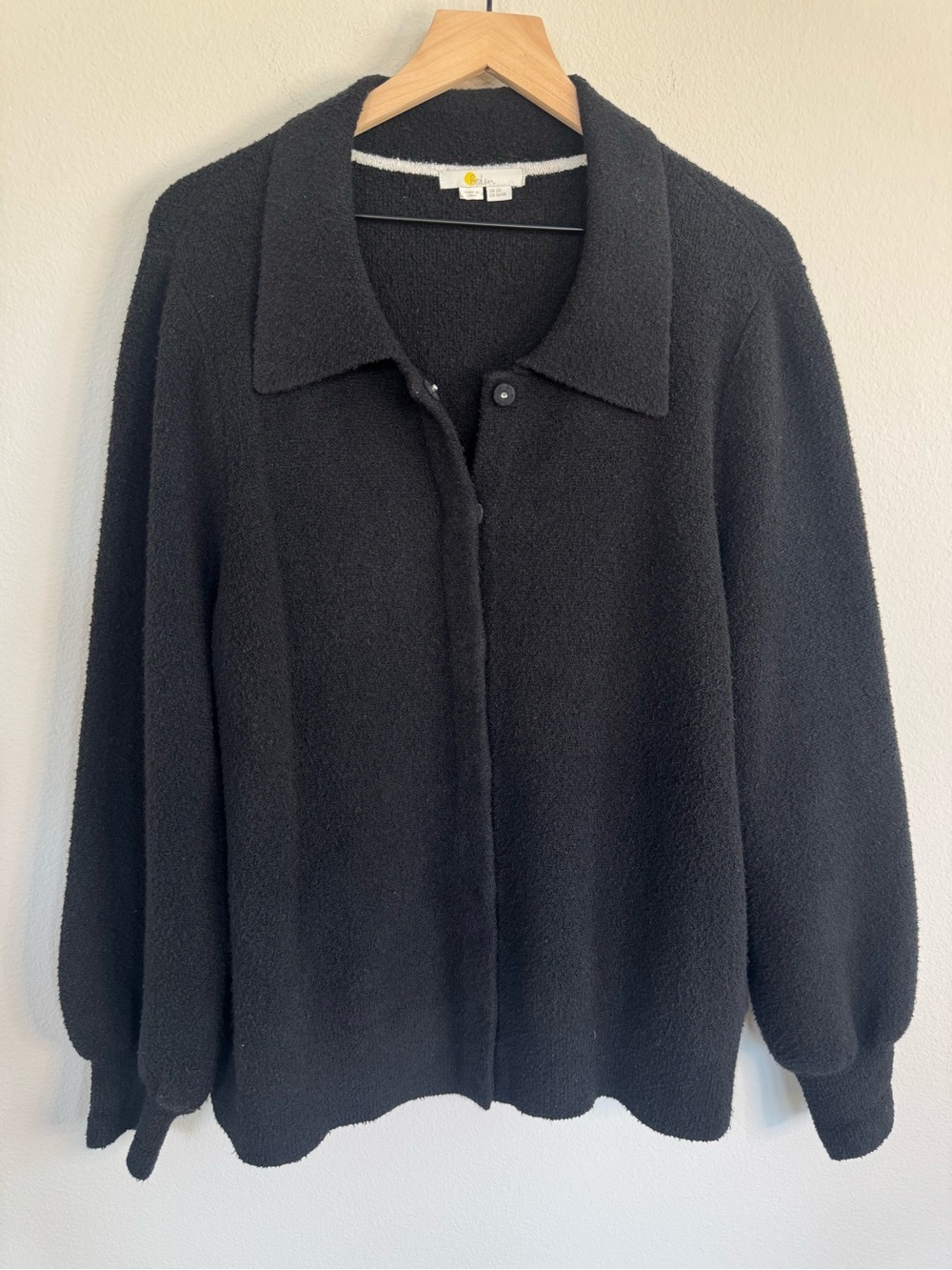 Boden Black Snap Button Ballon Sleeve Sweater Jacket 16/18
